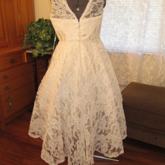 High Low Wedding Prom pageant Shower lace Dress - Picture 5 of 6